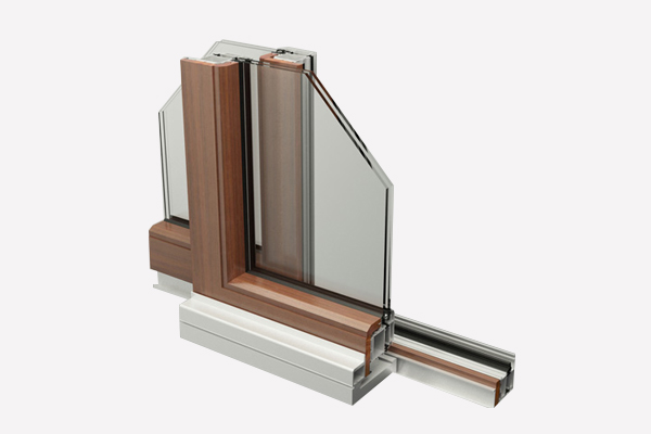 LM70 aluminum-wood sliding doors